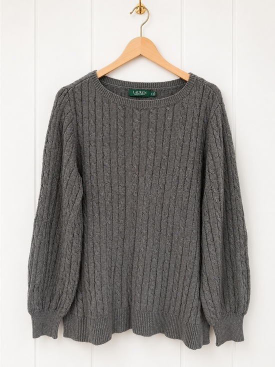 Lauren Ralph Lauren Sweaters - Lauren Ralph Lauren Gray Cable Knit Crewneck Sweater